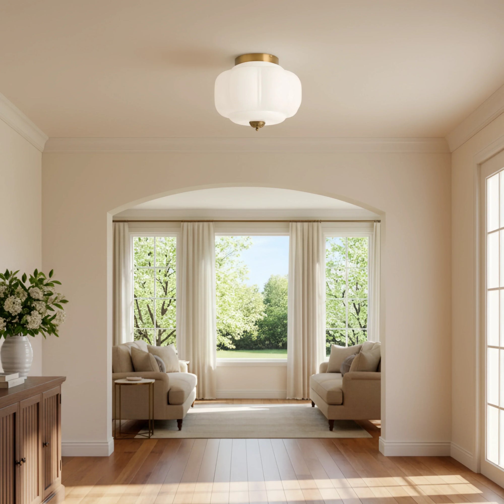 Lumi Milk Glass Pumpkin Ceiling Light, 3-Light