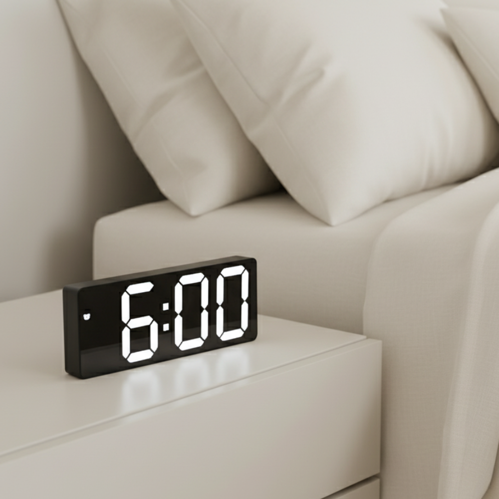 NovaClock - Digital Alarm Clock with LED Time & Temperature Display for Bedroom Alarm Clocks