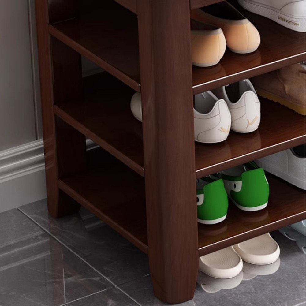 Elegant Solid Wood Shoe Bench with 3 Tiers for Entryway Storage Benches