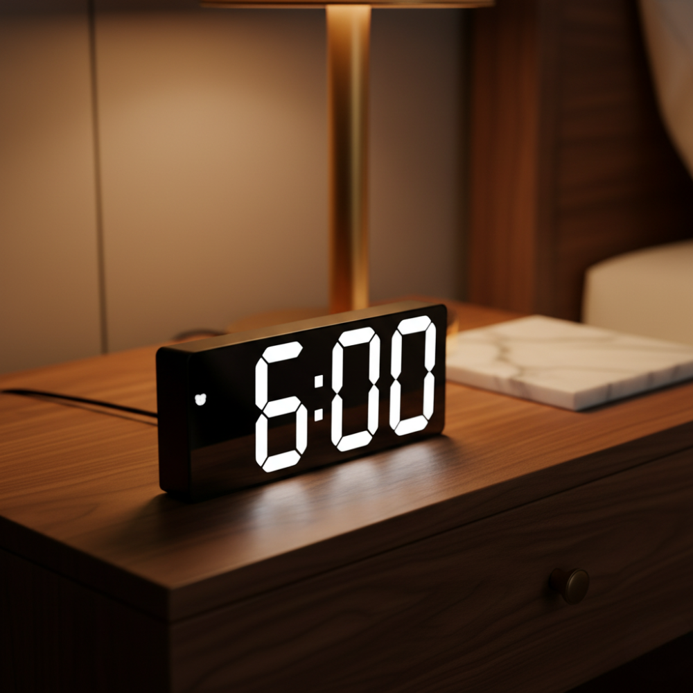 NovaClock - Digital Alarm Clock with LED Time & Temperature Display for Bedroom Alarm Clocks