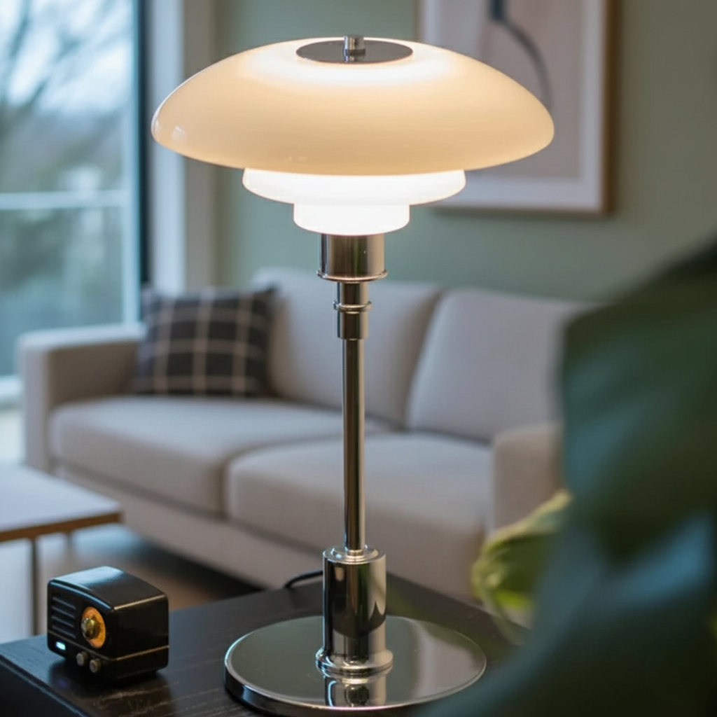 Scandinavian Style Glass Table Lamp - Minimalist LED Bedside & Desk Lighting Table Lamp