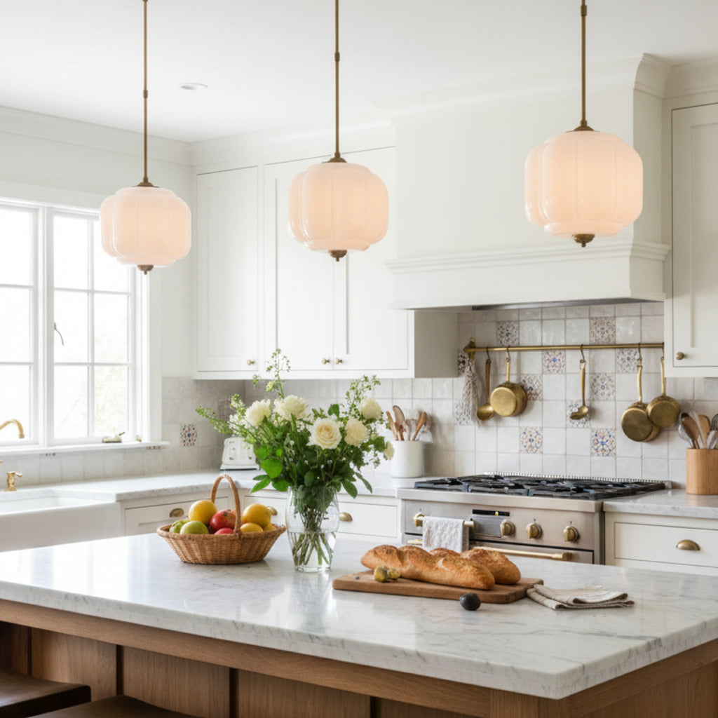 Lumi Vintage Milk Glass Eloise Pendant Light, 1-Light