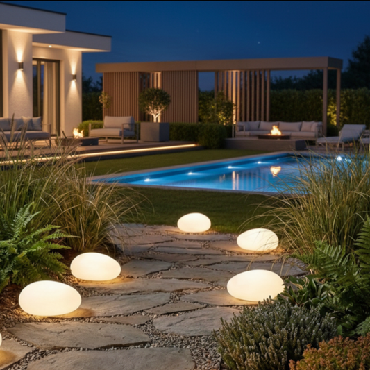 LunaStone | Solar Outdoor Pebble Stone Light, Waterproof LED Pathway Light for Garden Outdoor Lighting