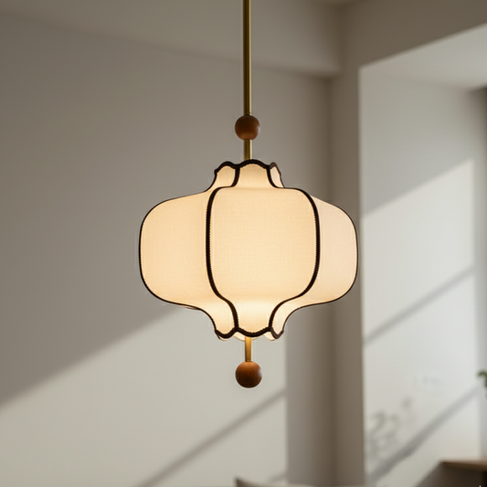 Lanora | Elegant Modern Fabric Kitchen Pendant Lighting with Walnut Accents Pendant Lights
