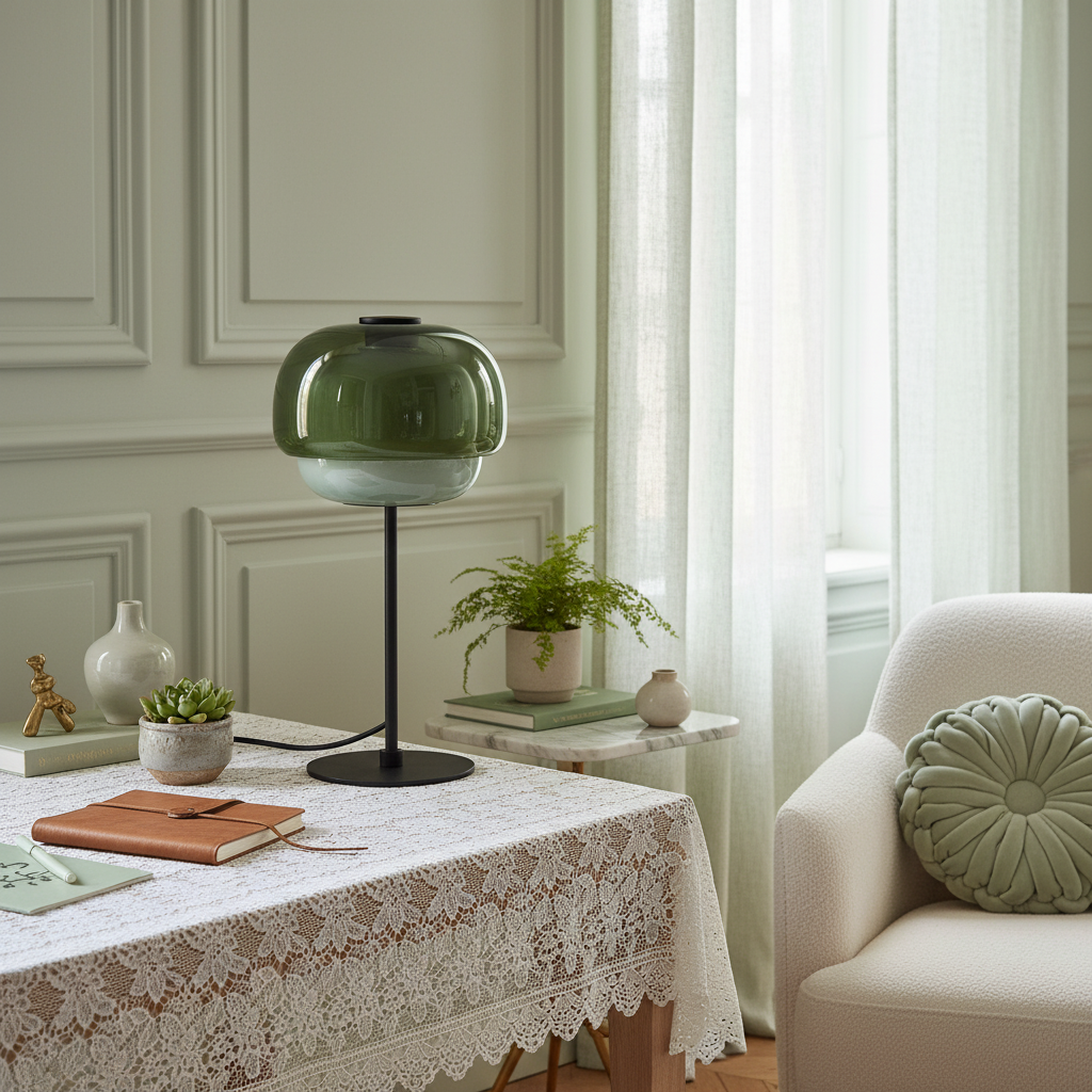 Sanae Double-Dome Colored Glass Accent Table Lamp, 16 in