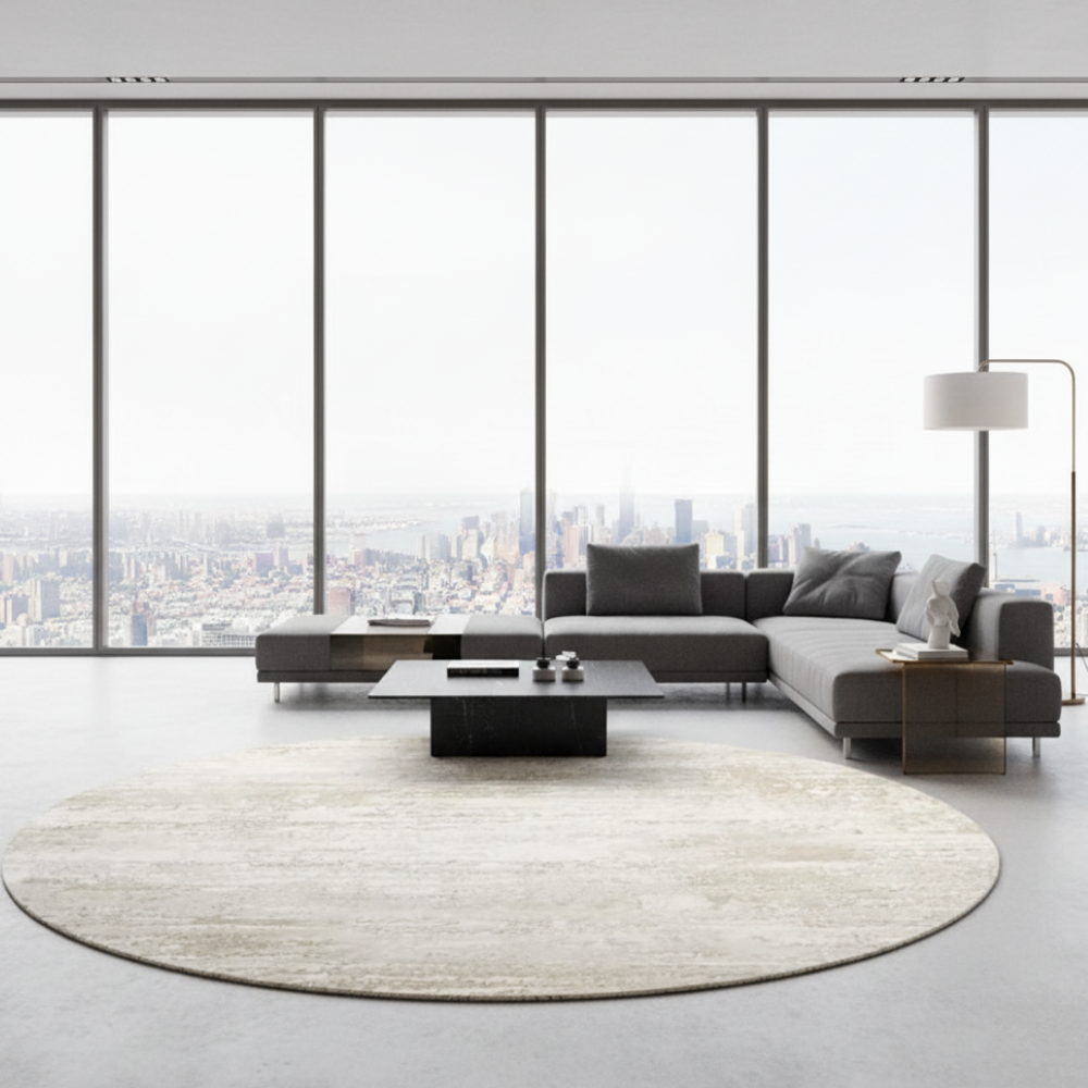 Veloria Luxury Round Cream Area Rug | Soft Plush Carpet for Living Room or Bedroom Round Area Rugs