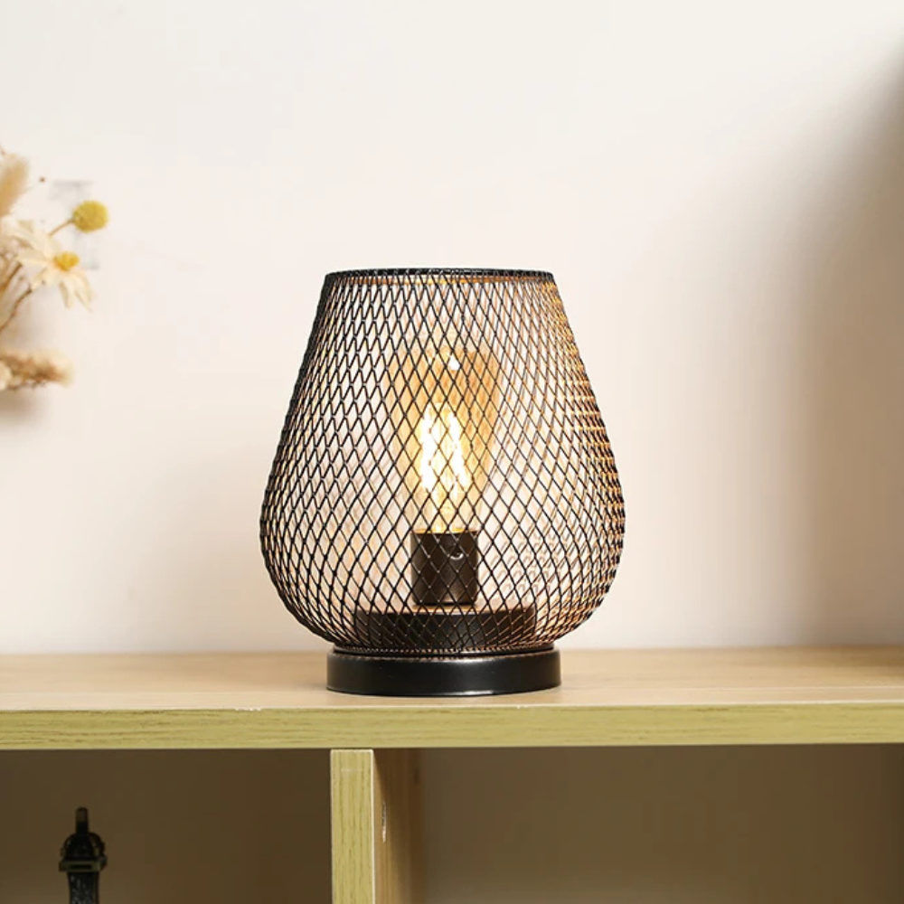 Modern Cordless Iron Mesh Lamp Set of 2 - Portable Lighting Fixtures for Indoor & Outdoor Use Lamps