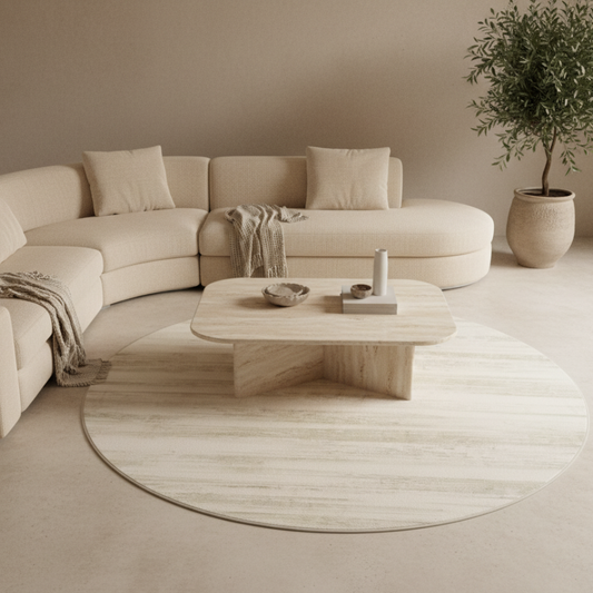 Veloria Luxury Round Cream Area Rug | Soft Plush Carpet for Living Room or Bedroom Round Area Rugs