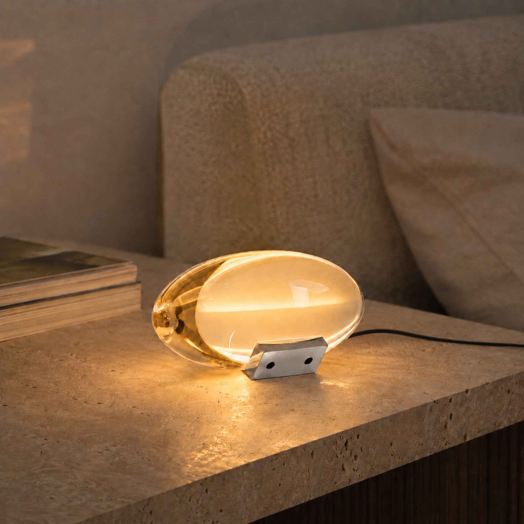 Aurelia Oval Crystal Glass Table Lamp