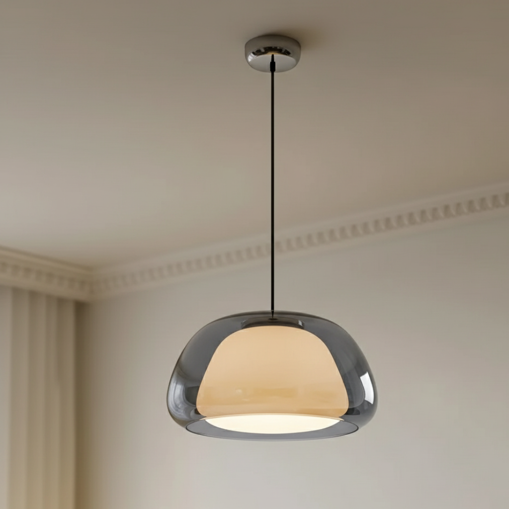 Modern Glass Pendant Light - Adjustable Dome Design for Kitchen Island Ceiling Light