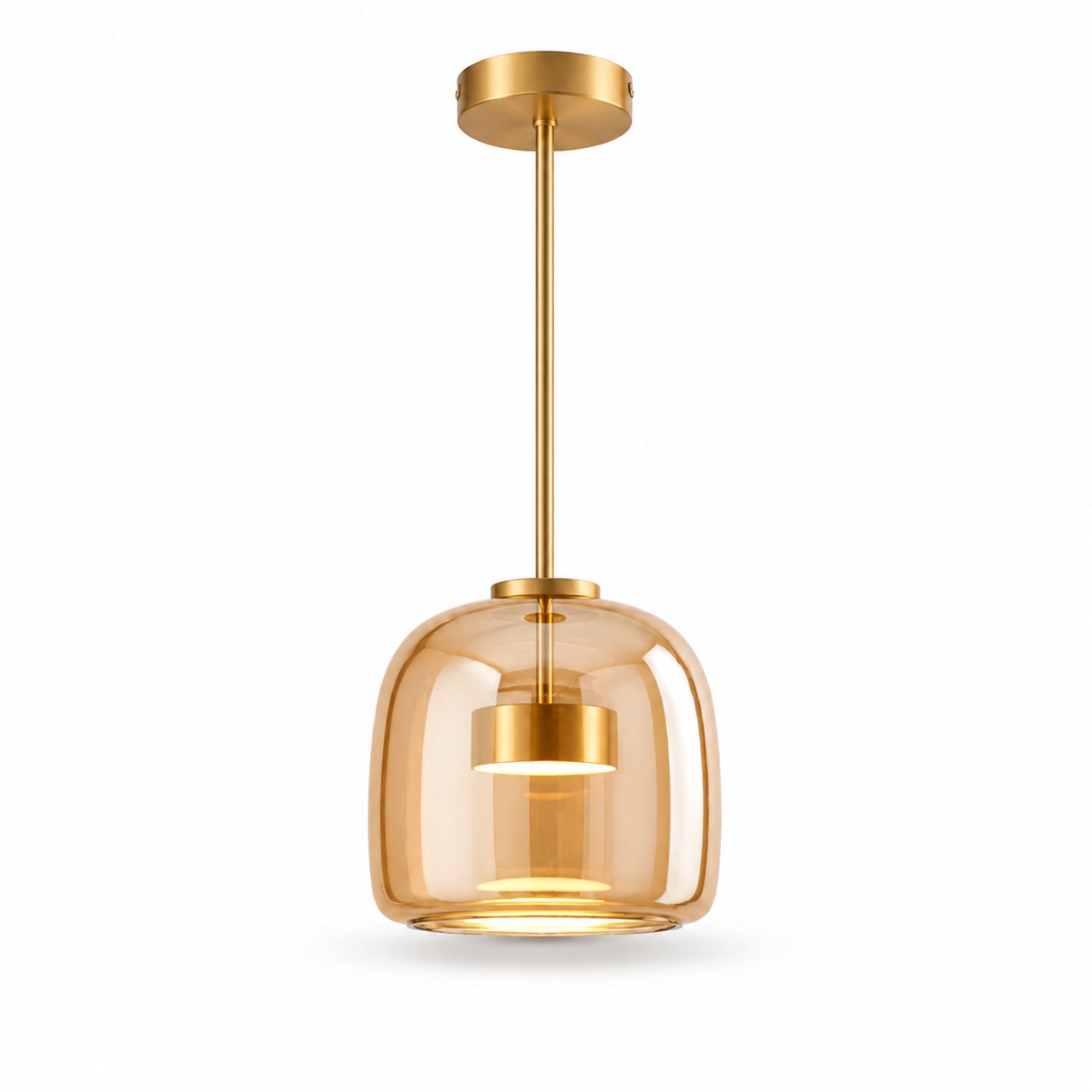 Orbe Hand-Blown Glass Pendant Light — Dimmable, 2 Sizes, Smoke or Amber Glass