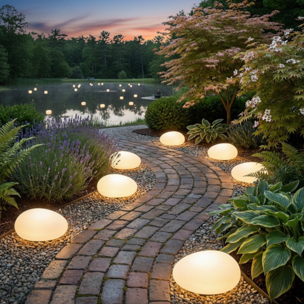 LunaStone | Solar Outdoor Pebble Stone Light, Waterproof LED Pathway Light for Garden Outdoor Lighting