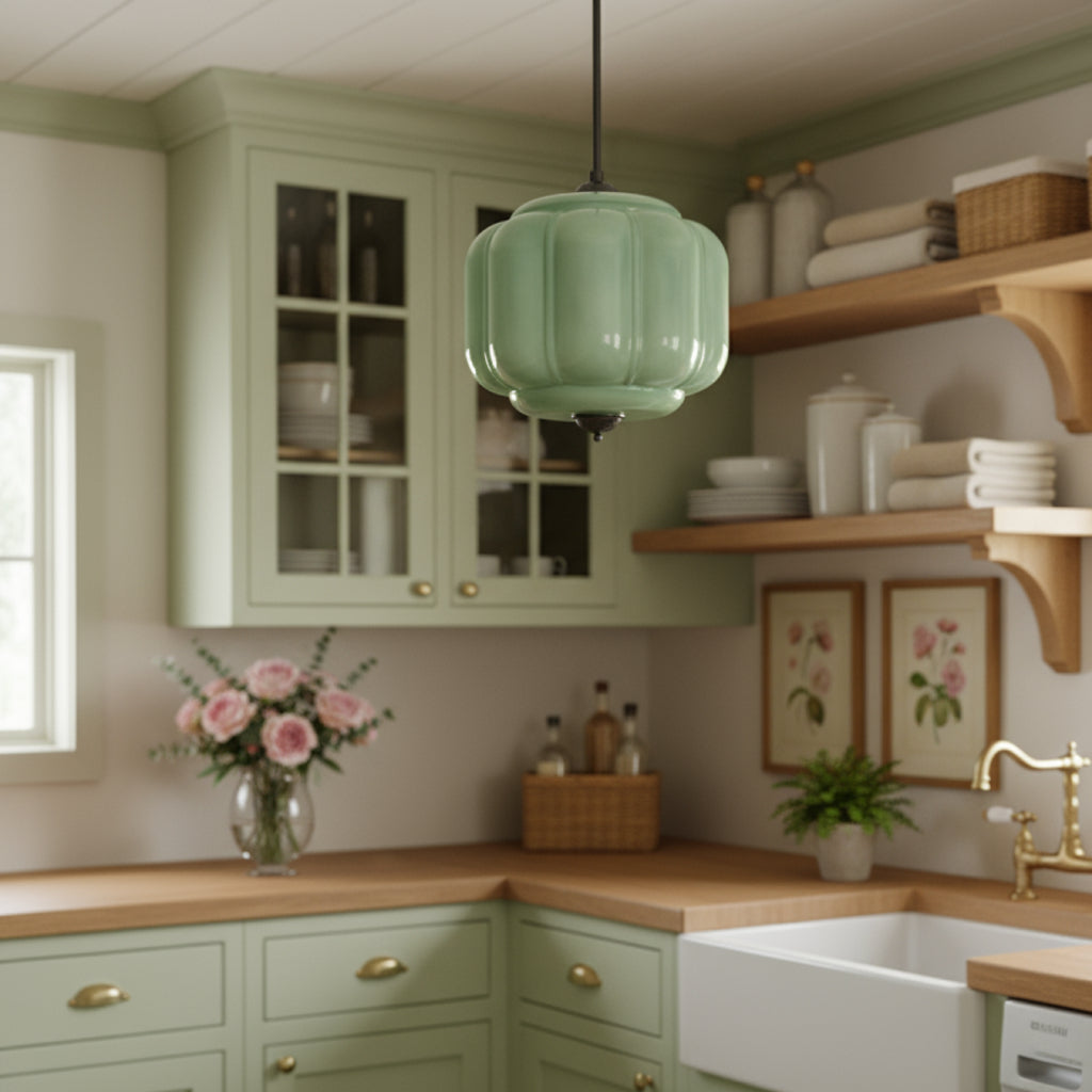 Lumi Vintage Milk Glass Eloise Pendant Light, 1-Light