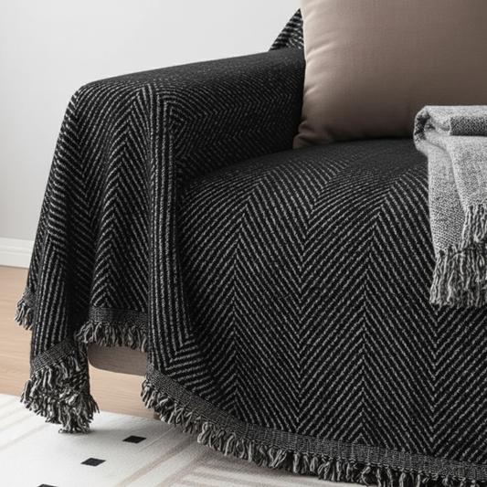Stripe Herringbone Couch Cover - Durable Non-Slip Slipcover for Dogs & Furniture Protection Sofa Cover