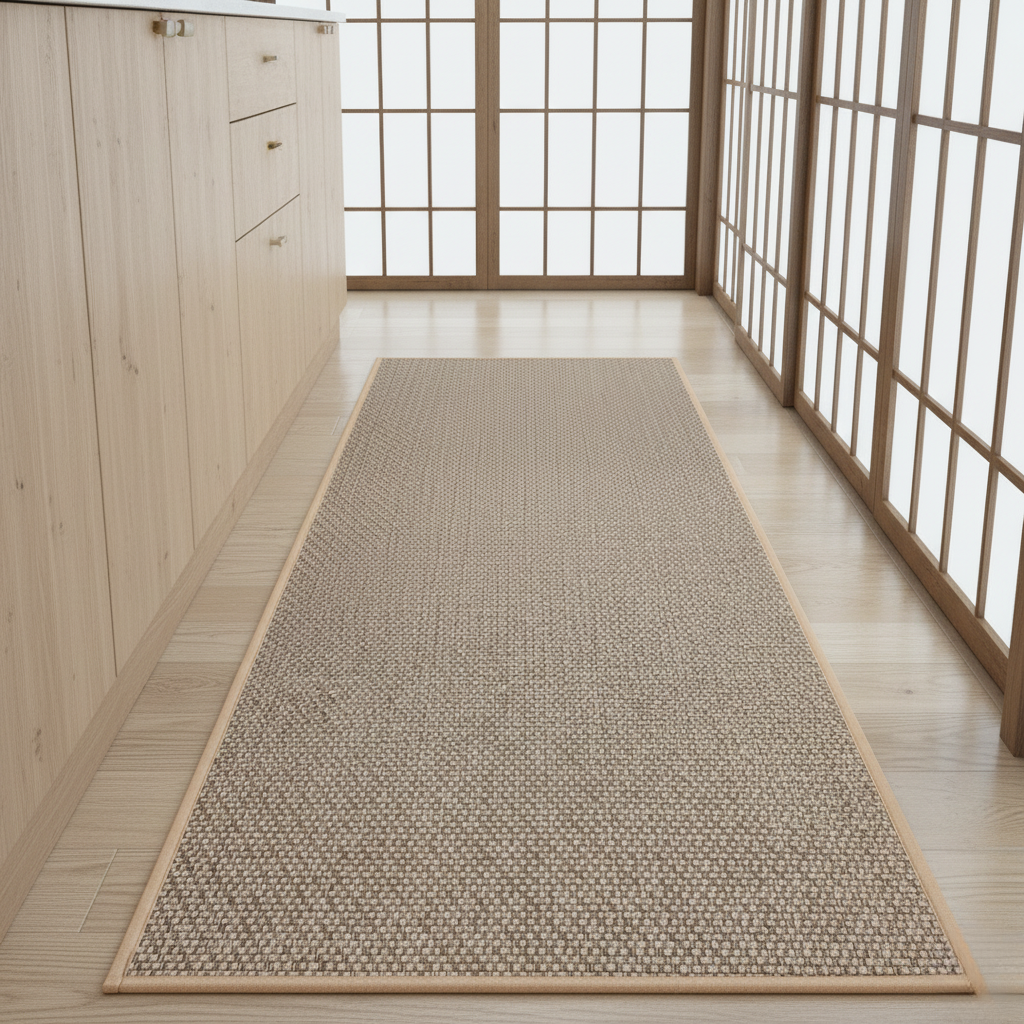 PureStep - Woven Kitchen Mat with Non-Slip Rubber Backing, Washable & Water Absorbent Floor Rug for Modern Home Decor Mats