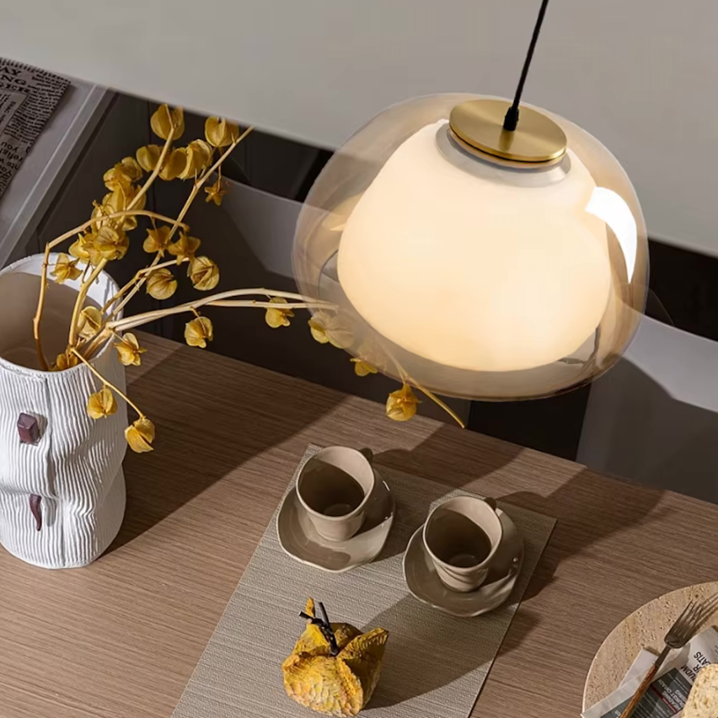 Modern Glass Pendant Light - Adjustable Dome Design for Kitchen Island Ceiling Light
