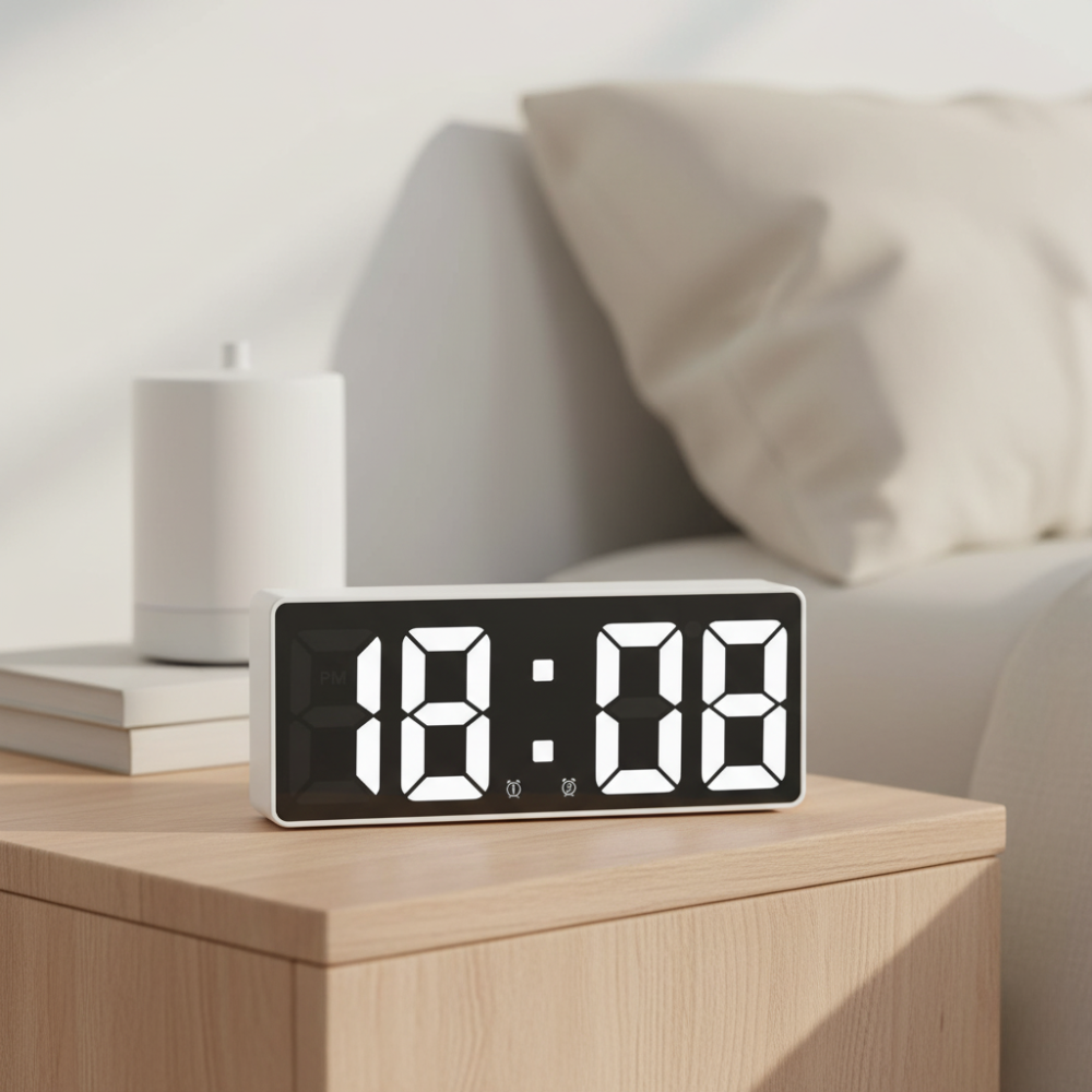 NovaClock - Digital Alarm Clock with LED Time & Temperature Display for Bedroom Alarm Clocks