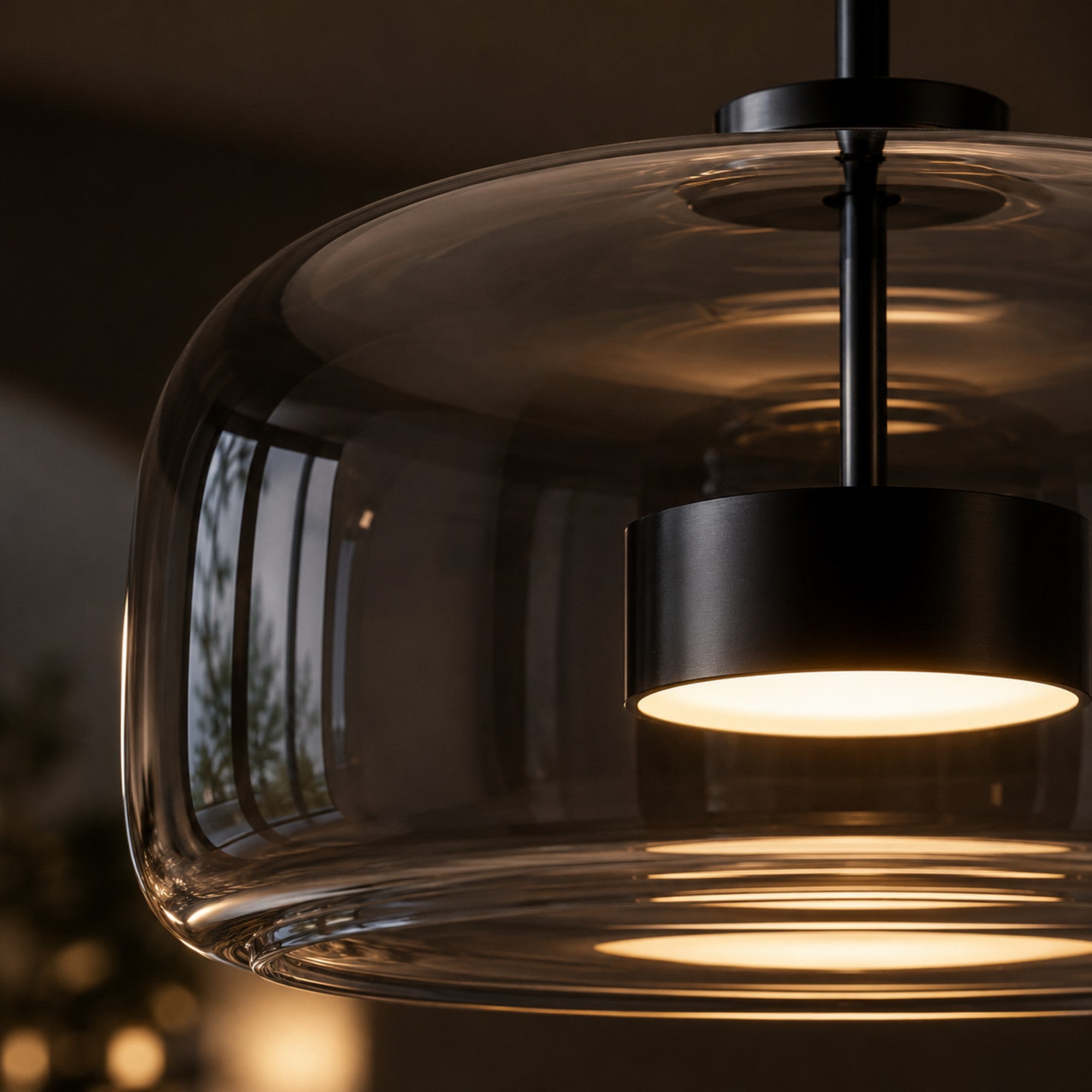 Orbe Hand-Blown Glass Pendant Light — Dimmable, 2 Sizes, Smoke or Amber Glass
