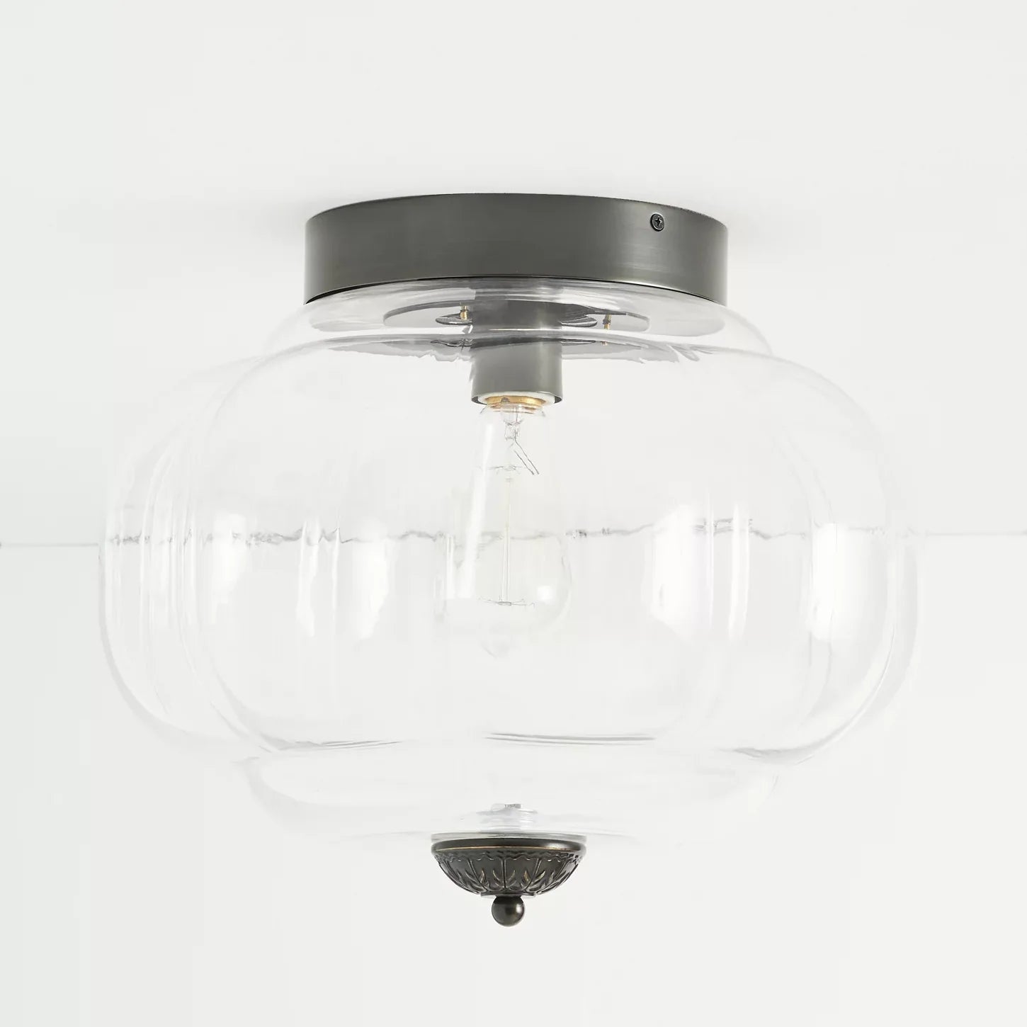 Lumi Milk Glass Pumpkin Ceiling Light, 3-Light