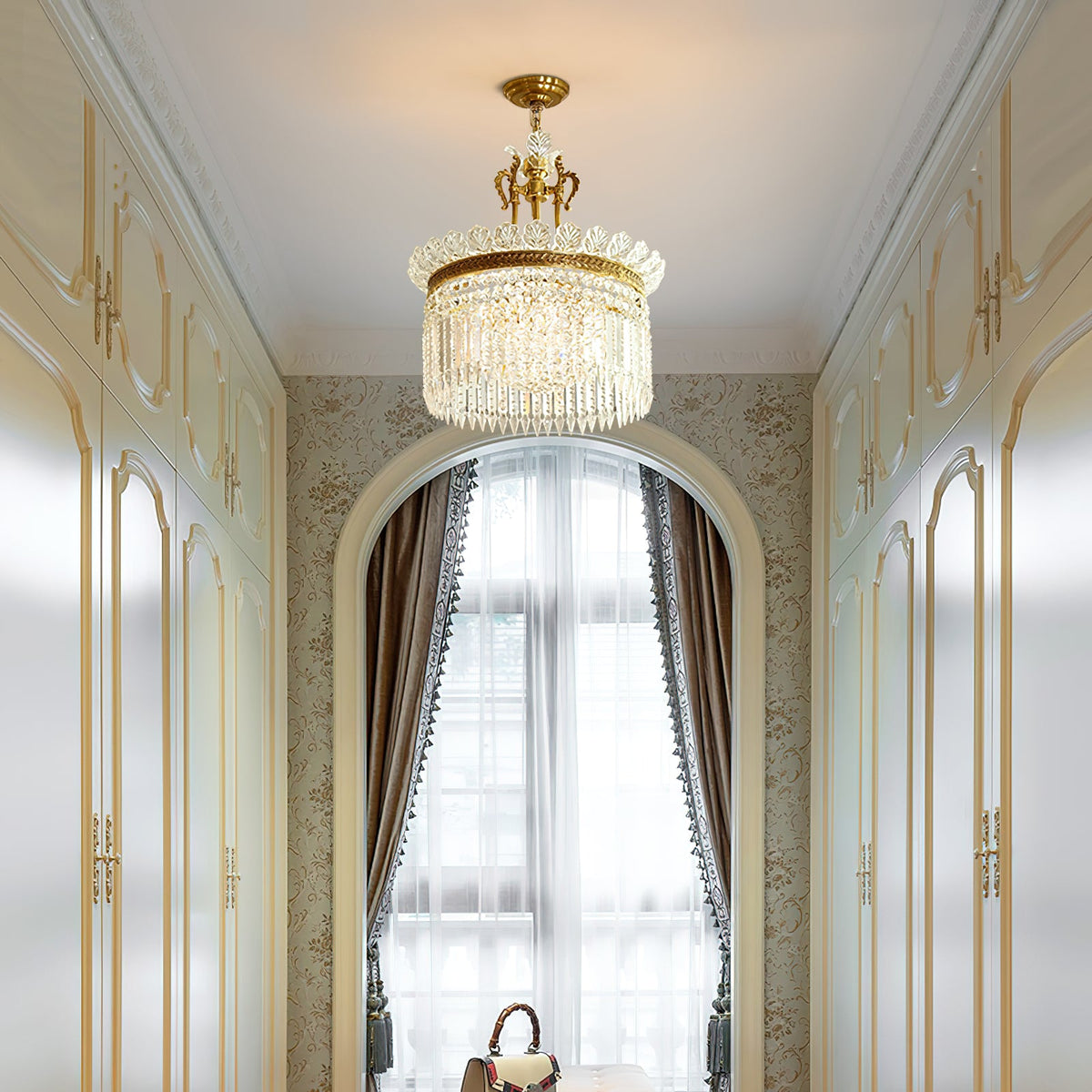 Crinoline Brass & Crystal Chandelier