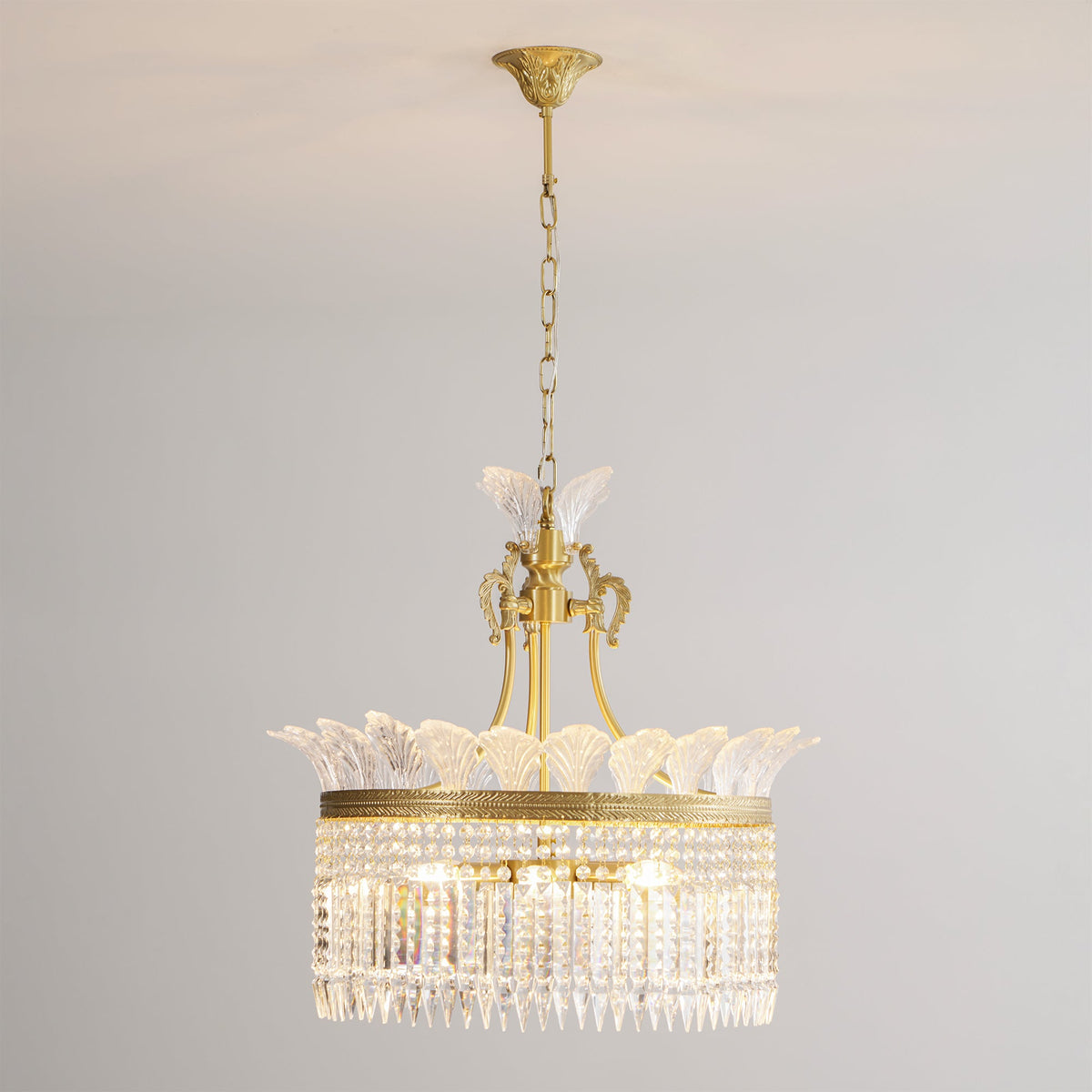 Crinoline Brass & Crystal Chandelier