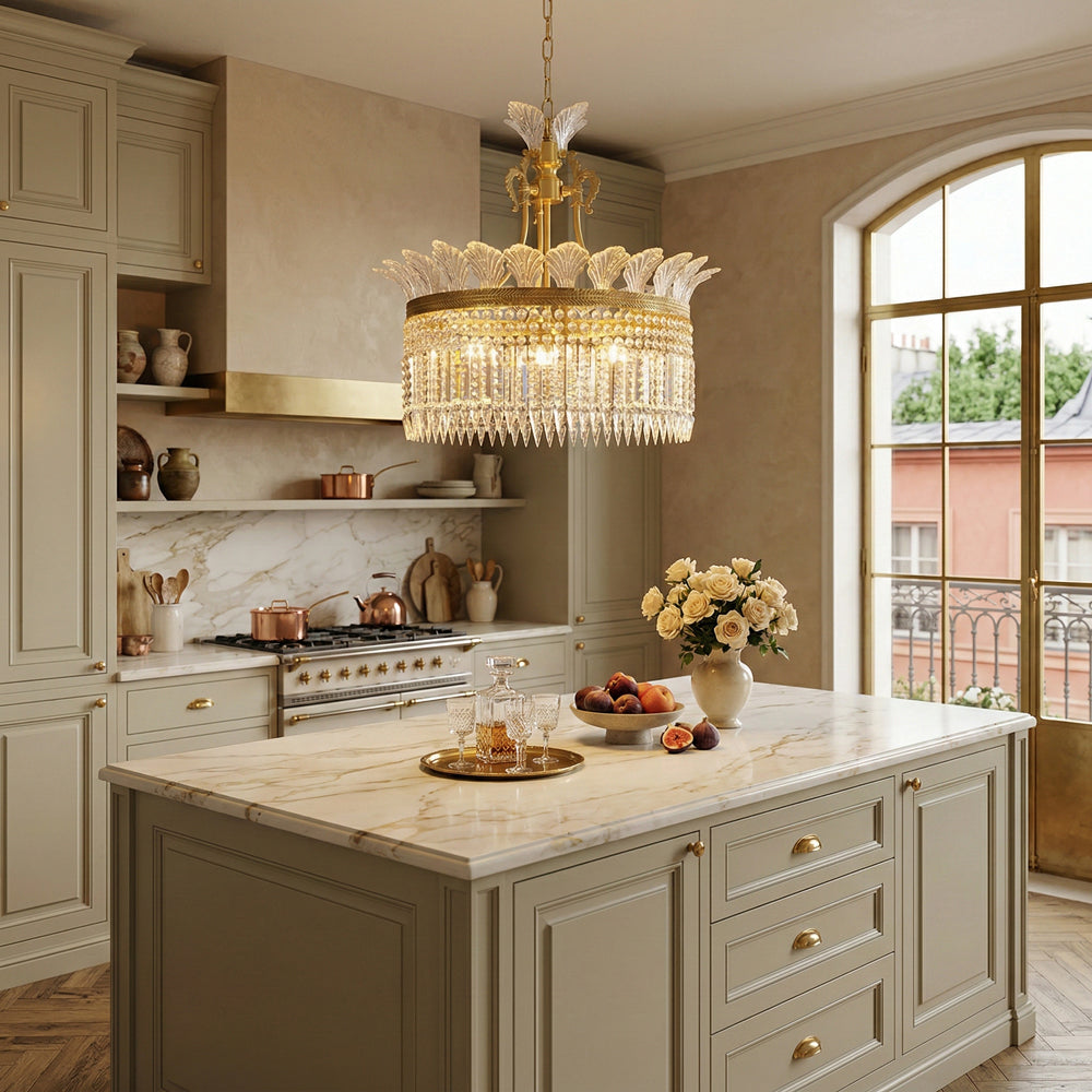 Crinoline Brass & Crystal Chandelier