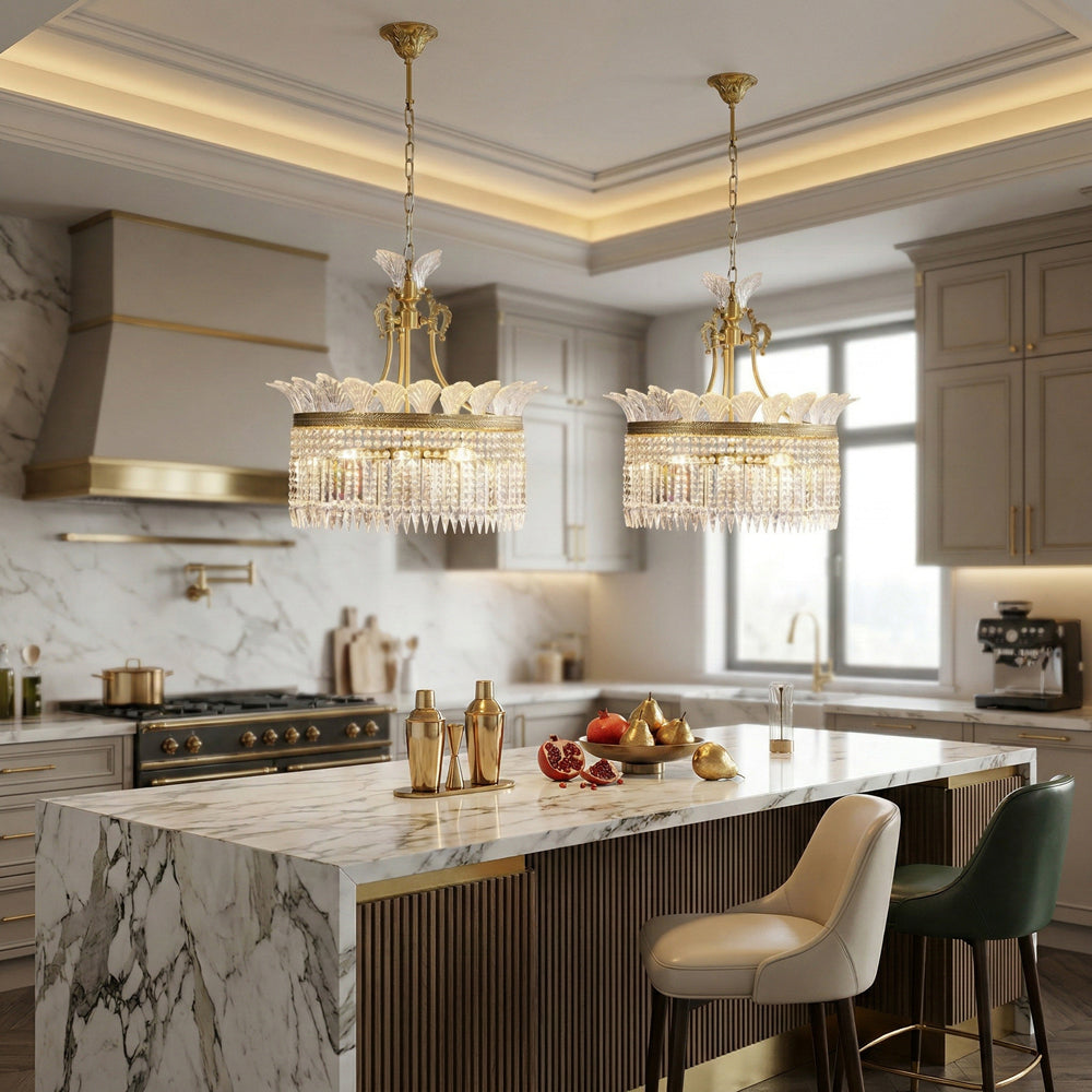 Crinoline Brass & Crystal Chandelier