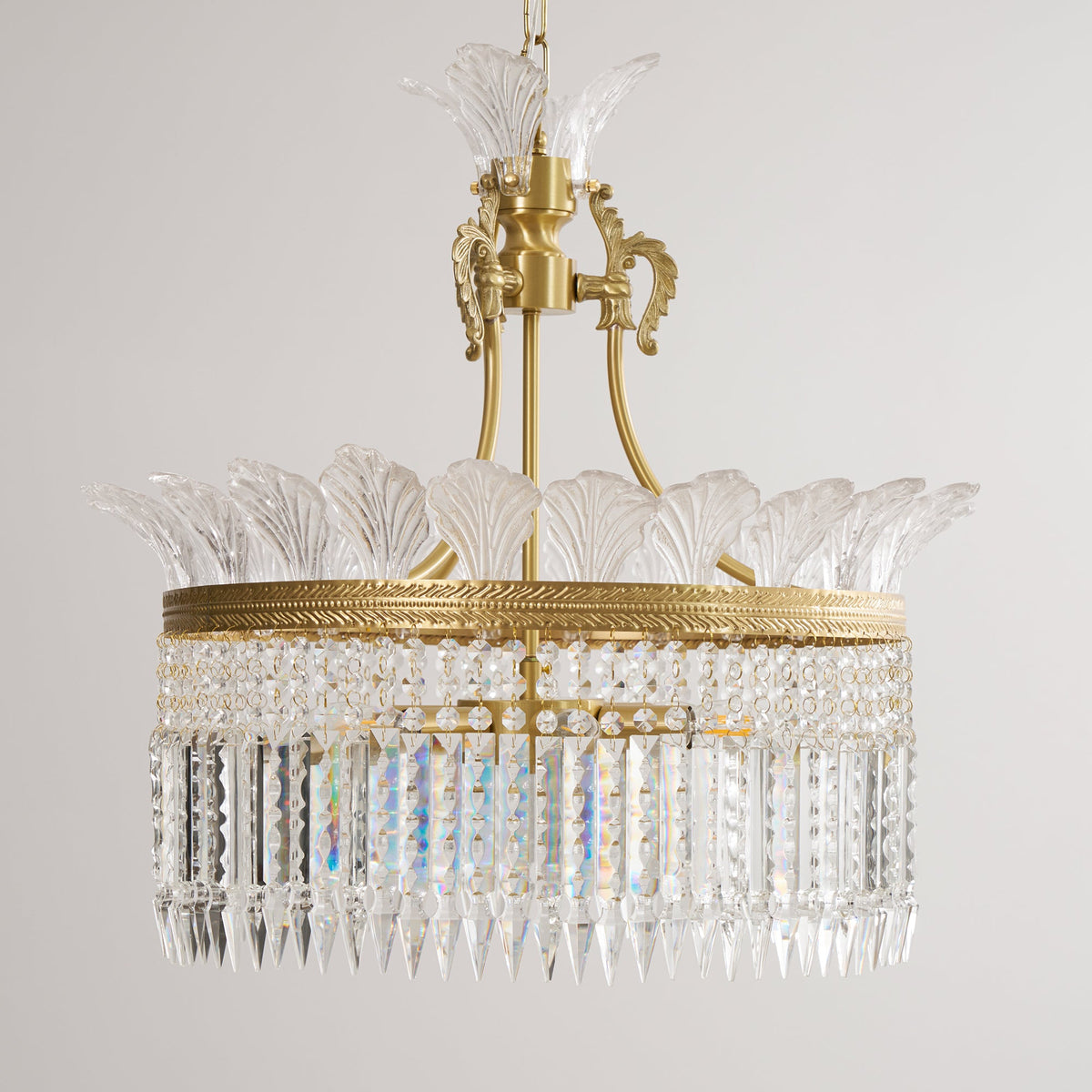 Crinoline Brass & Crystal Chandelier