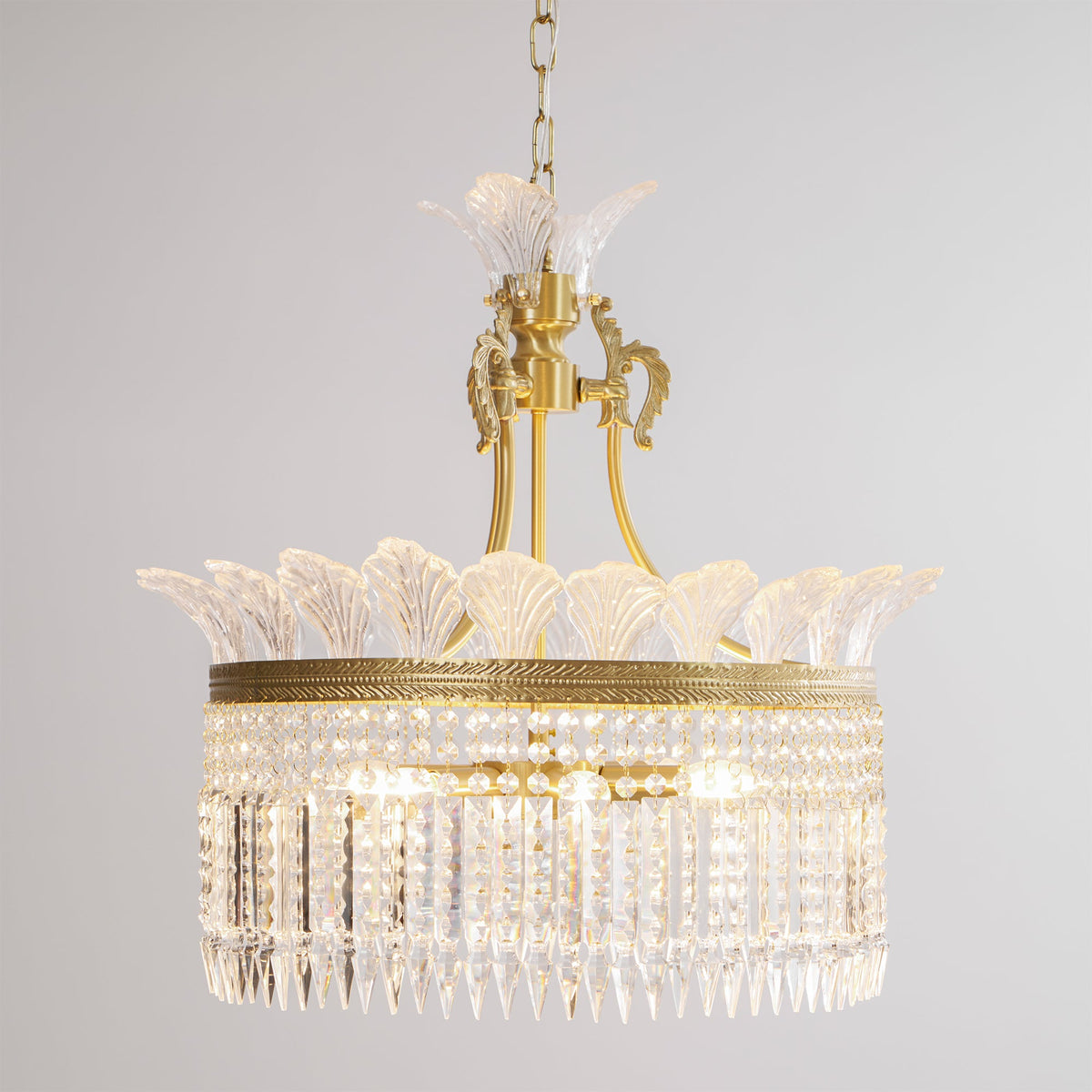 Crinoline Brass & Crystal Chandelier