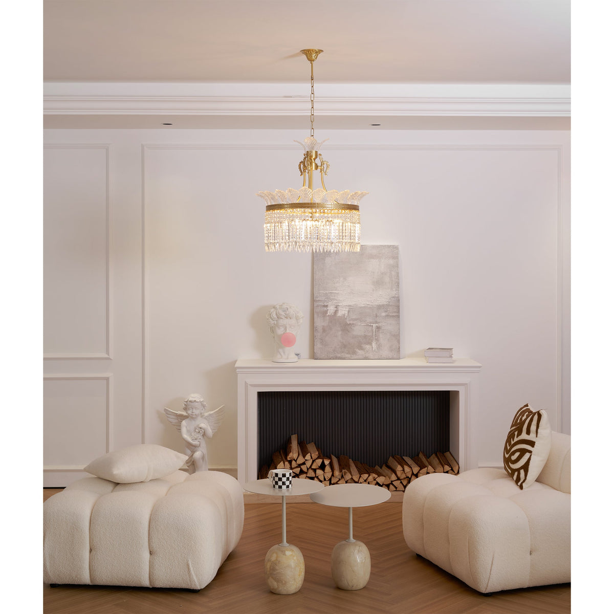 Crinoline Brass & Crystal Chandelier