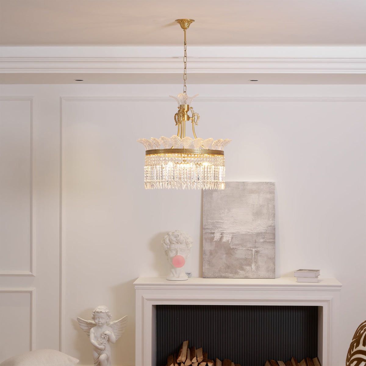 Crinoline Brass & Crystal Chandelier
