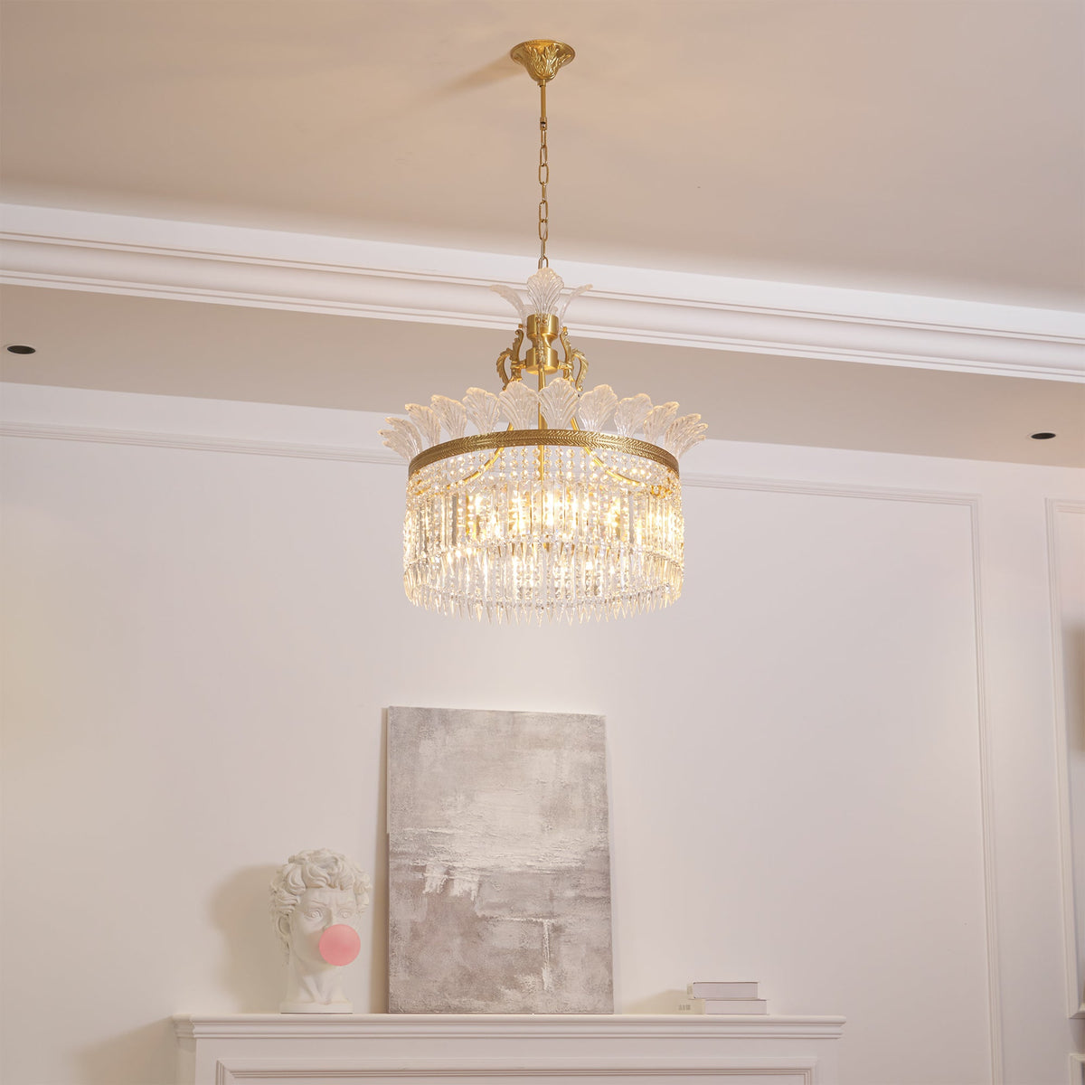 Crinoline Brass & Crystal Chandelier