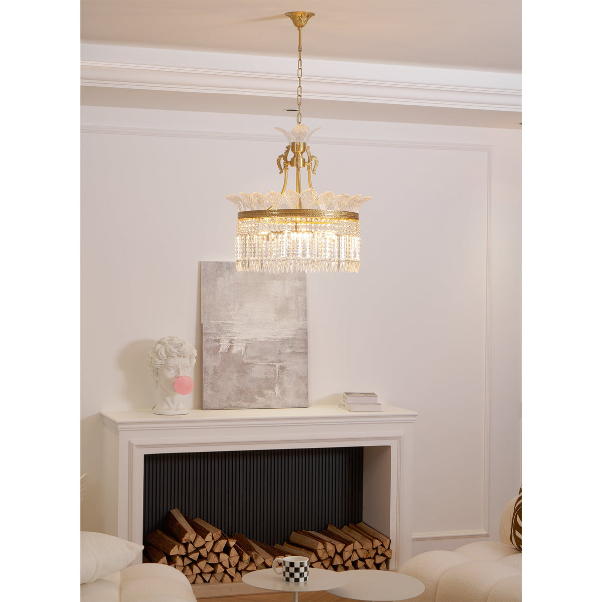 Crinoline Brass & Crystal Chandelier