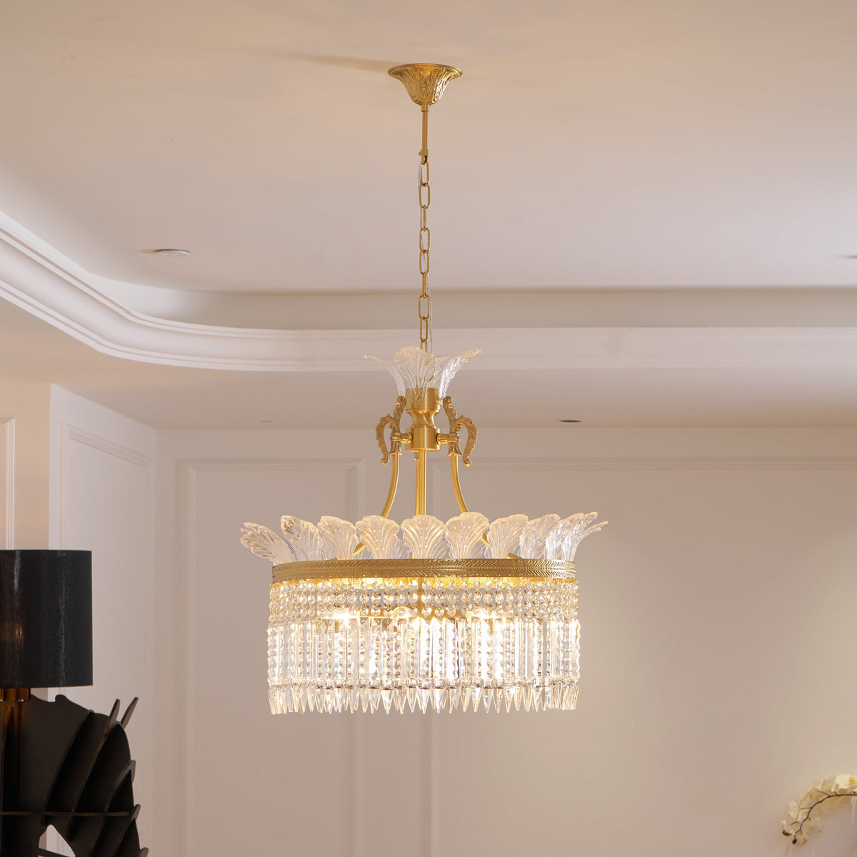 Crinoline Brass & Crystal Chandelier