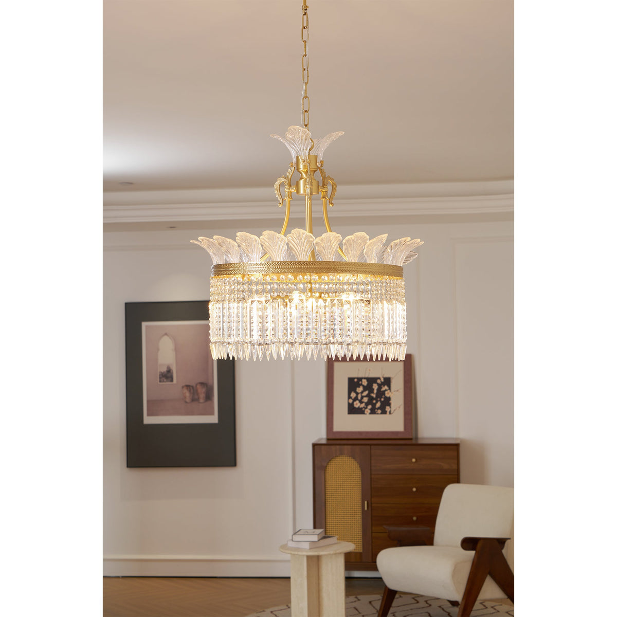 Crinoline Brass & Crystal Chandelier