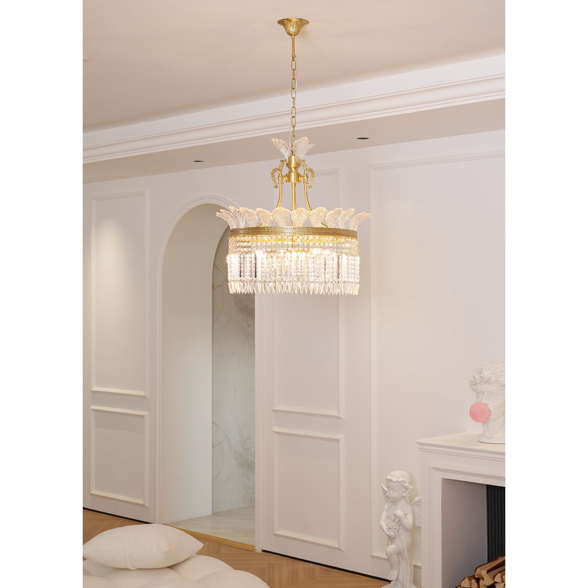 Crinoline Brass & Crystal Chandelier