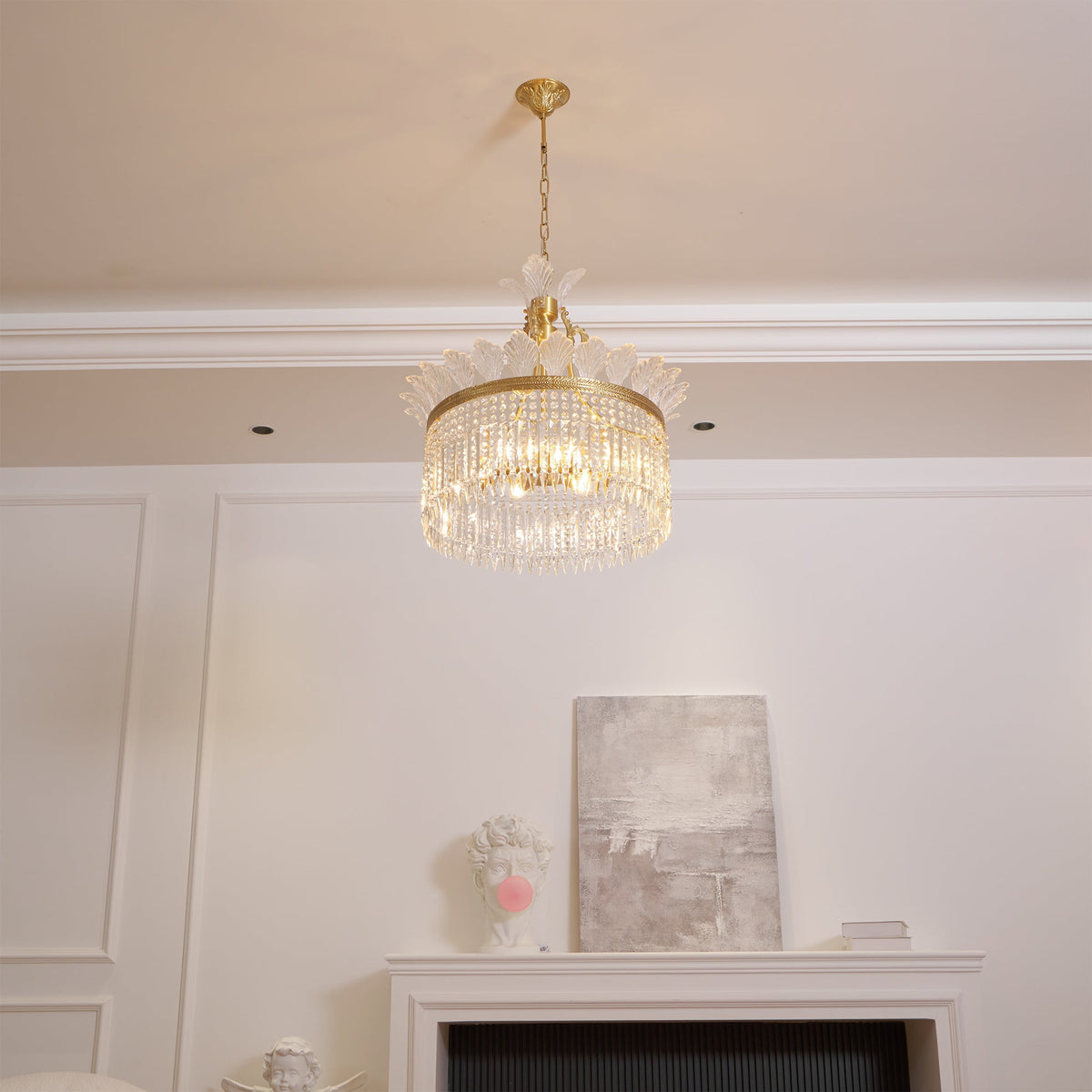 Crinoline Brass & Crystal Chandelier