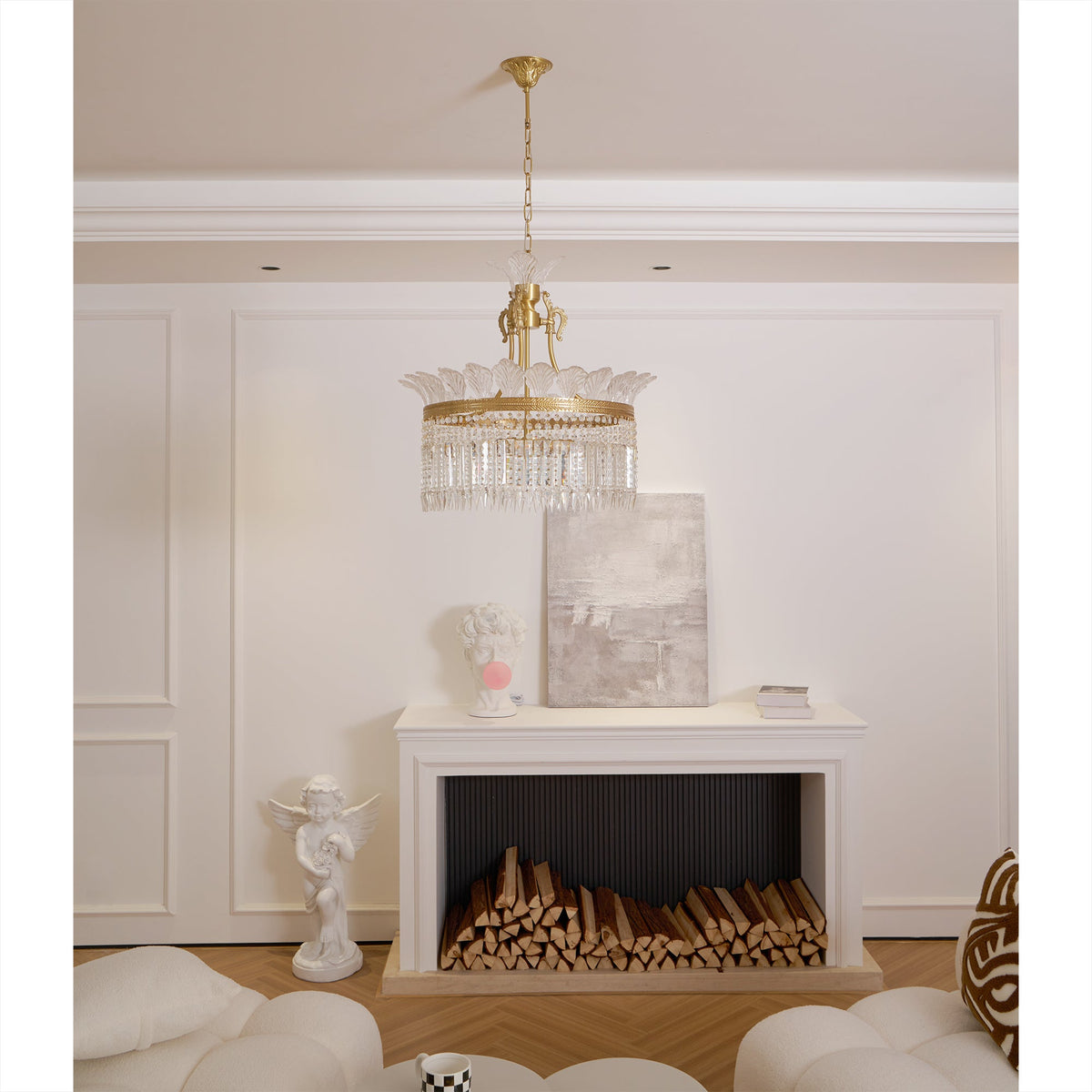 Crinoline Brass & Crystal Chandelier