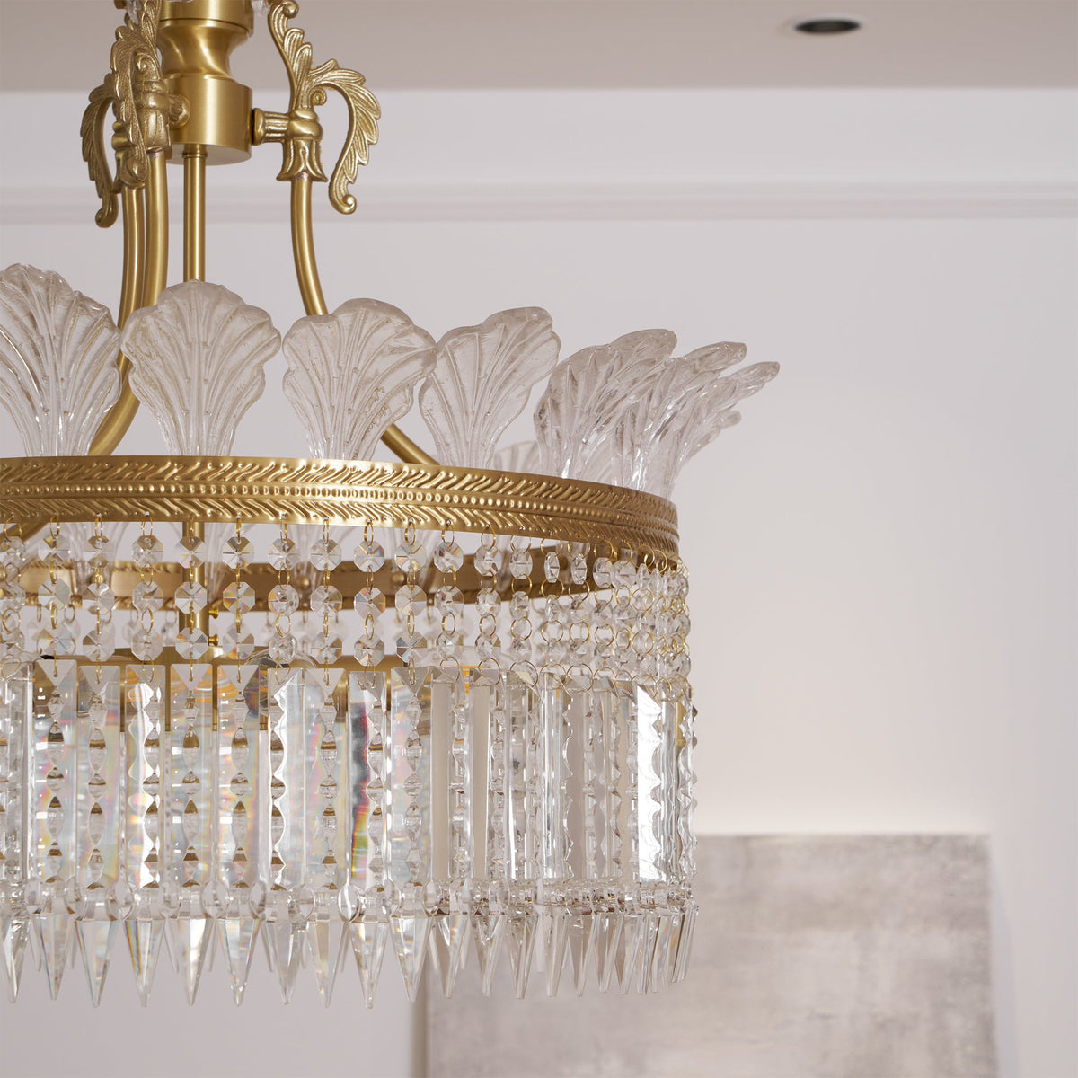 Crinoline Brass & Crystal Chandelier