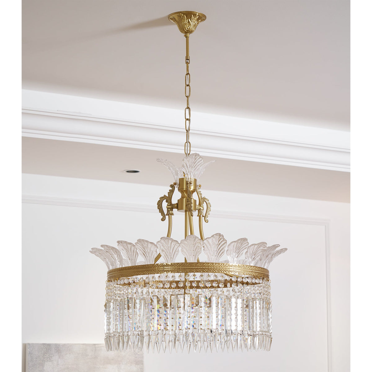 Crinoline Brass & Crystal Chandelier