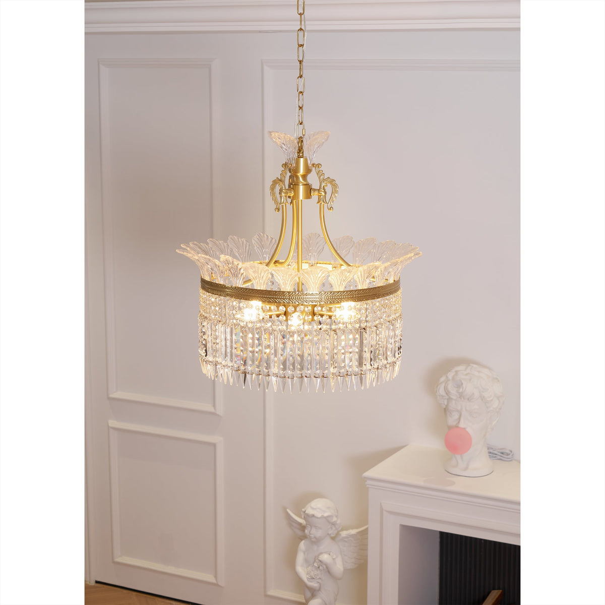 Crinoline Brass & Crystal Chandelier