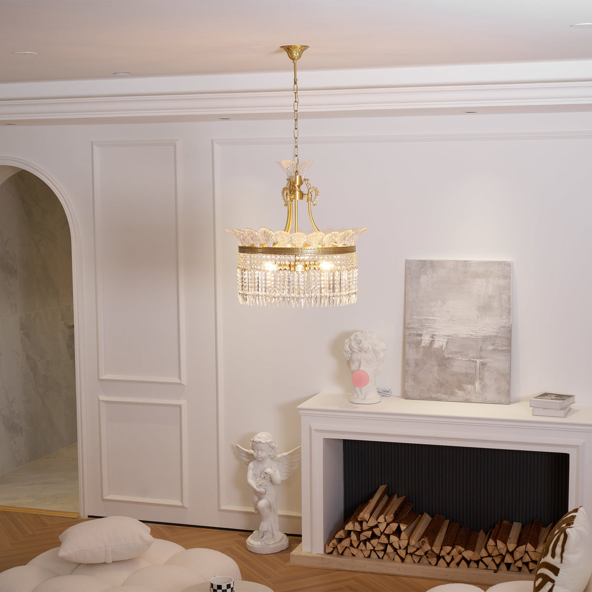 Crinoline Brass & Crystal Chandelier