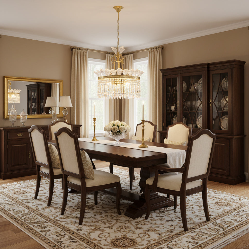 Crinoline Brass & Crystal Chandelier
