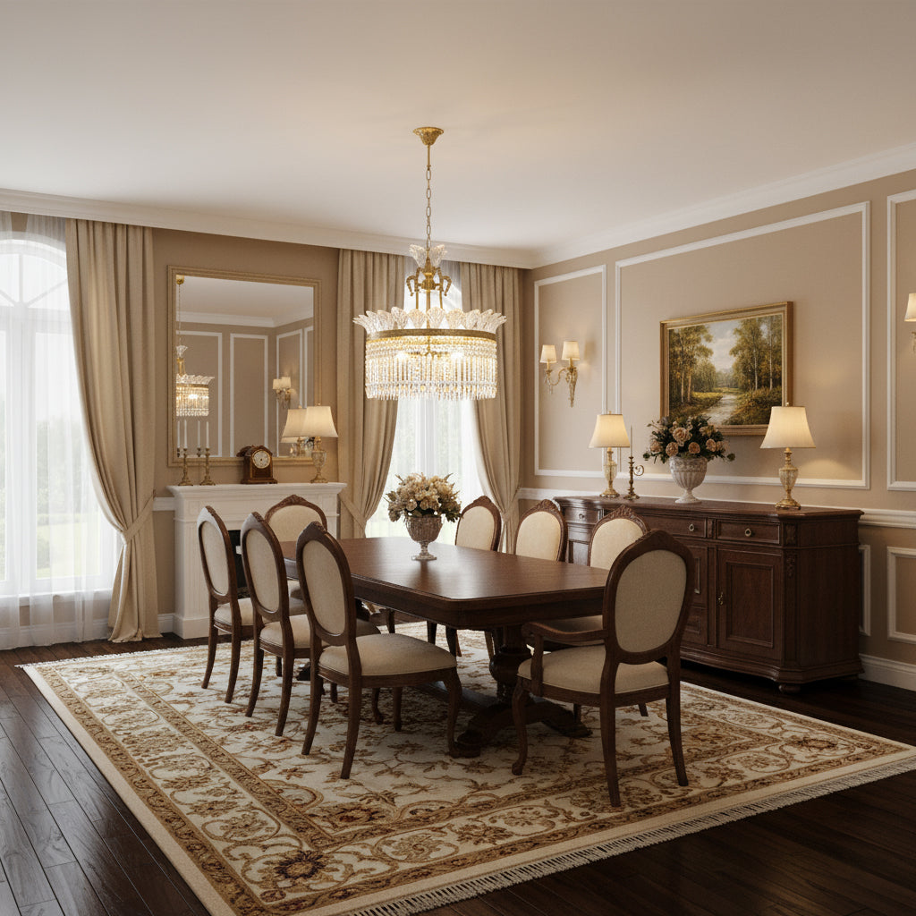 Crinoline Brass & Crystal Chandelier