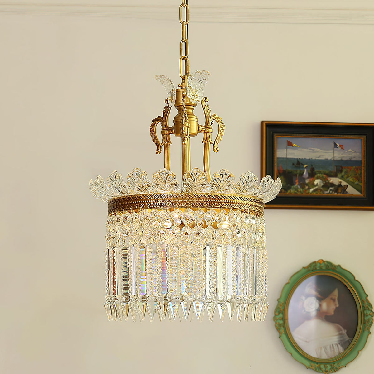 Crinoline Brass & Crystal Chandelier