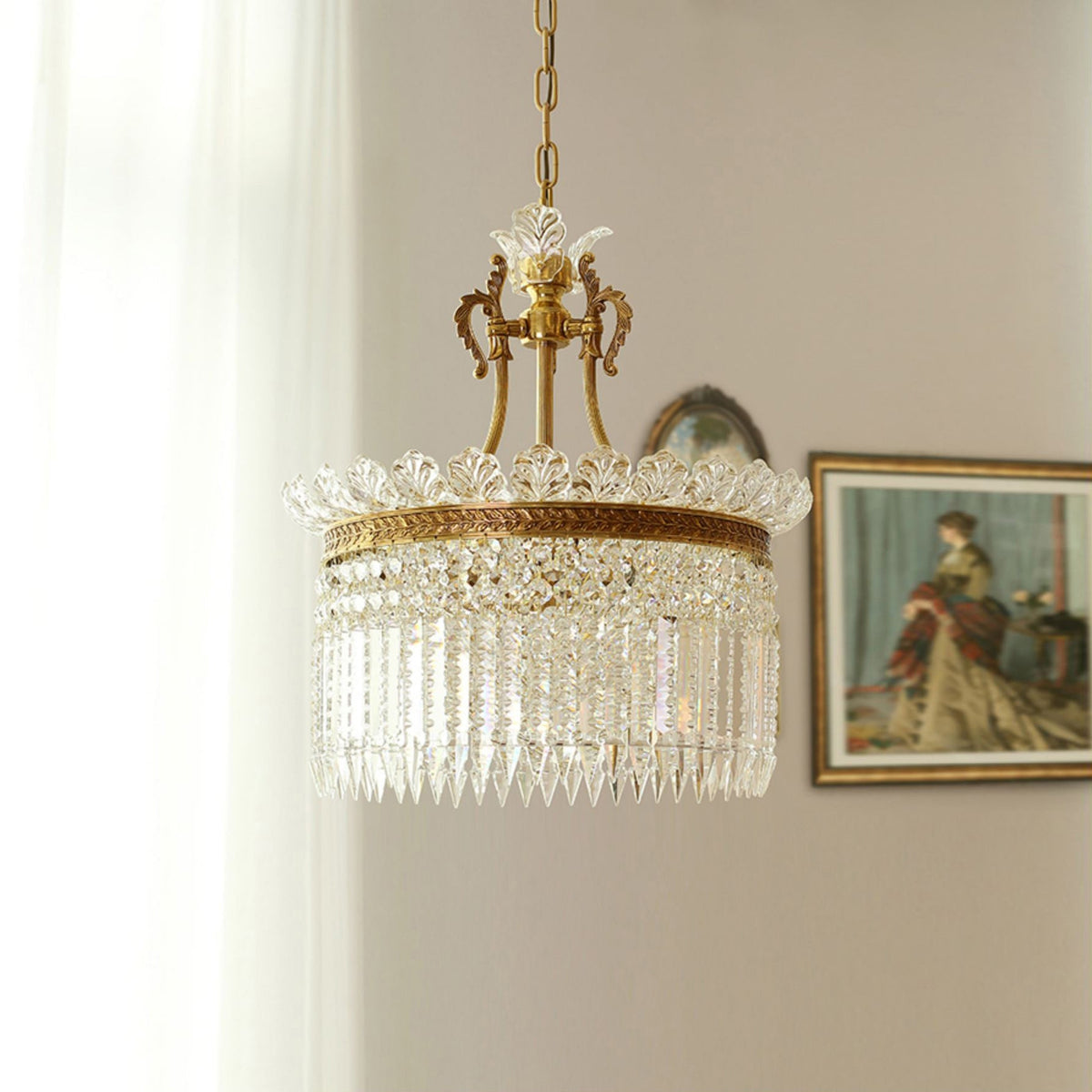 Crinoline Brass & Crystal Chandelier