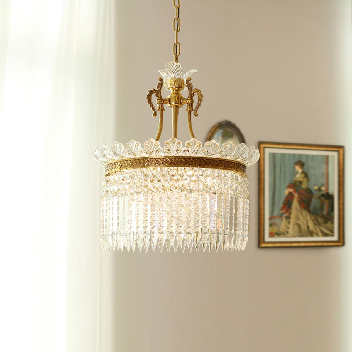 Crinoline Brass & Crystal Chandelier