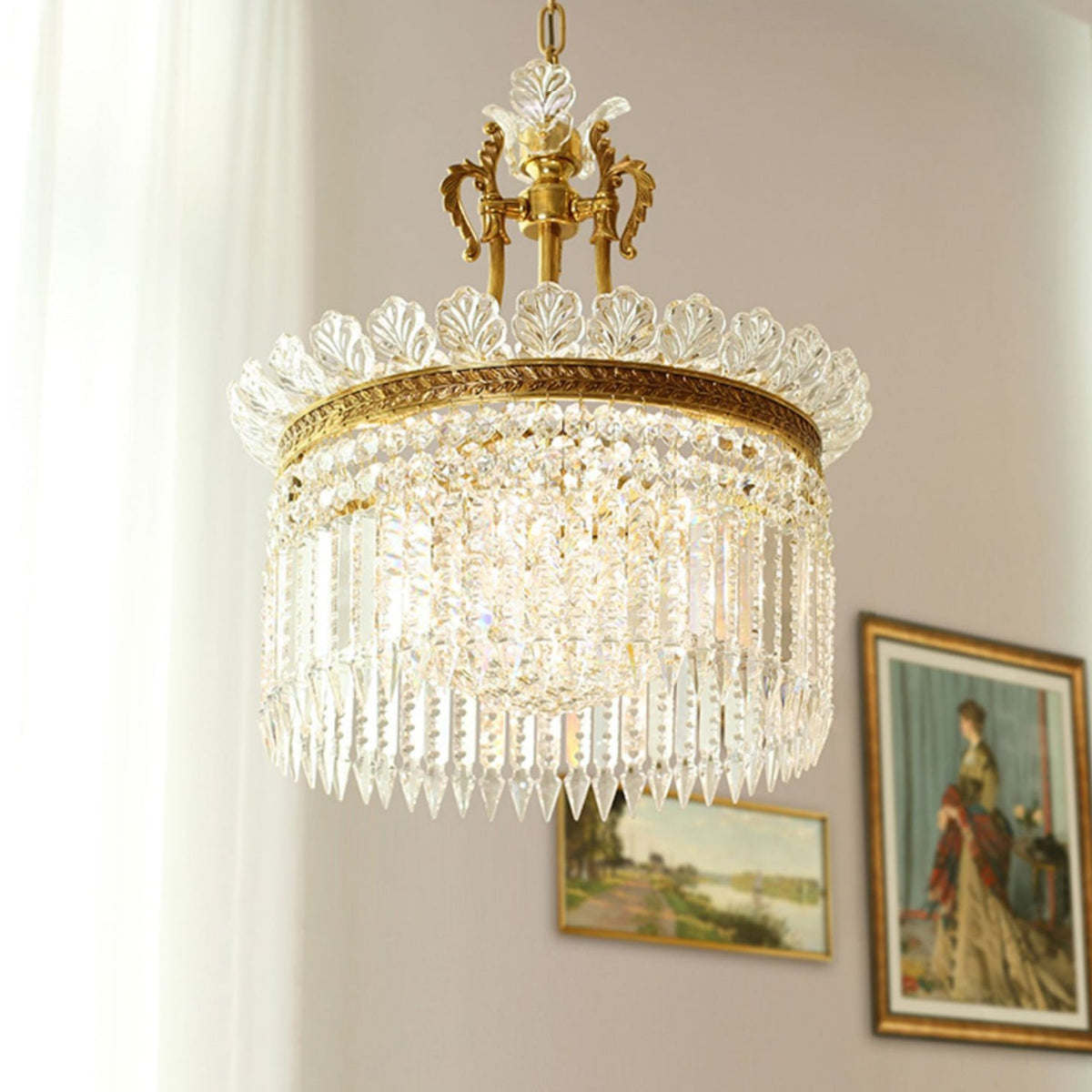 Crinoline Brass & Crystal Chandelier