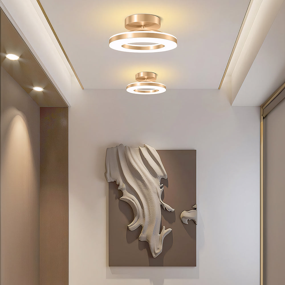 Elegant Modern Flush Mount Ceiling Light - Gold Iron LED Fixture Lighting