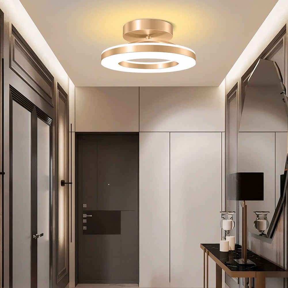 Elegant Modern Flush Mount Ceiling Light - Gold Iron LED Fixture Lighting